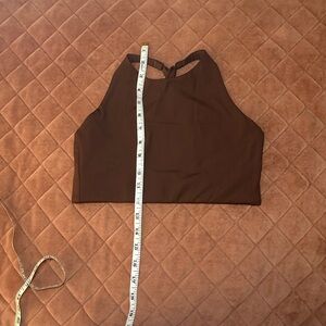 Girlfriend Collective Topanga Halter Bra Earth Brown Small Adjustable Strap